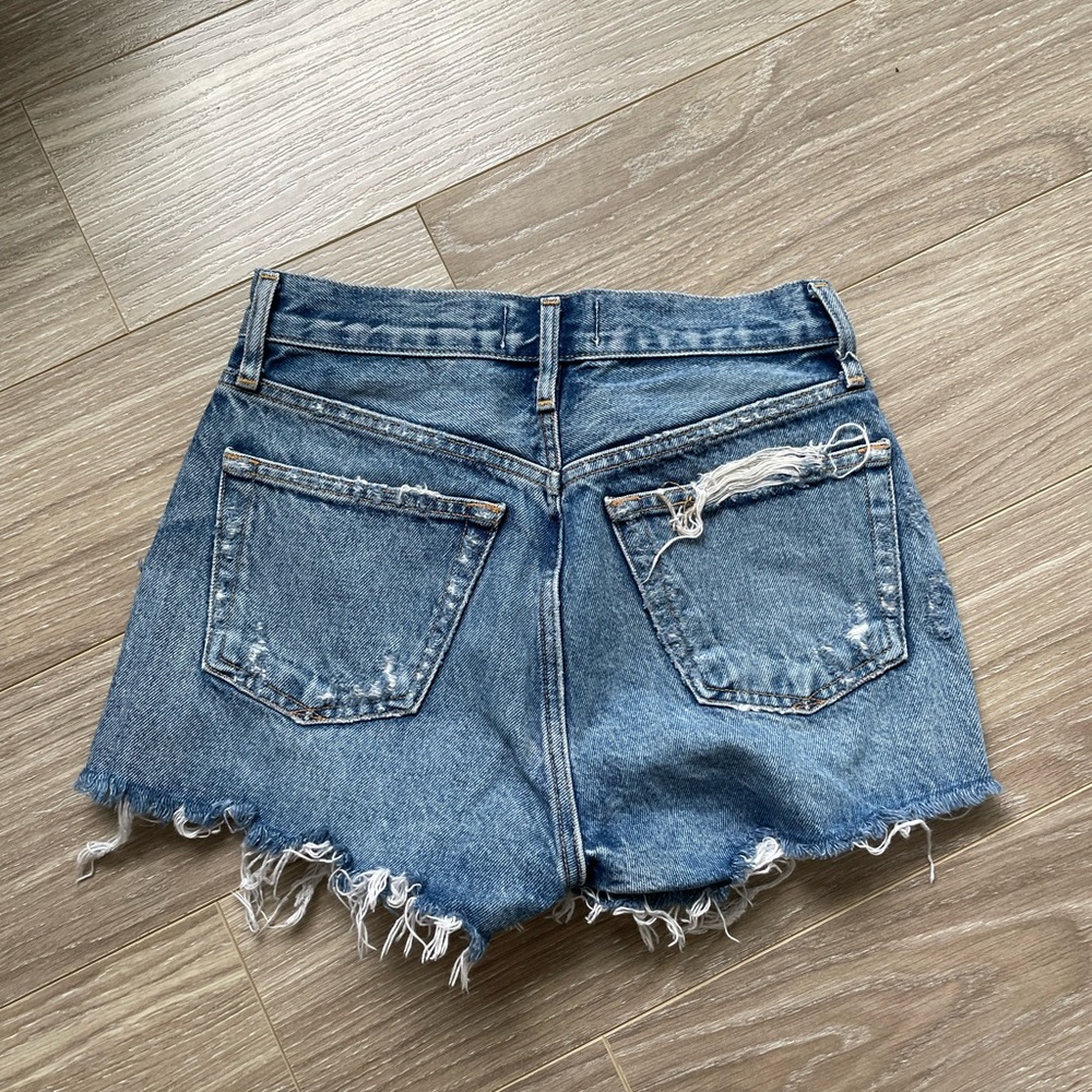 AGOLDE Parker Vintage Cut Off Denim Shorts 100% Cotton Sz 22* EUC Blue Med Wash - Picture 7 of 9